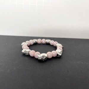 Handmade Baby Pink Skull Beaded Bracelet